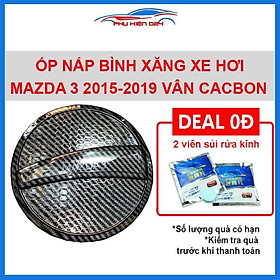 Ốp nắp bình xăng Mazda 3 2015-2019 vân cacbon chống trầy trang trí ô tô