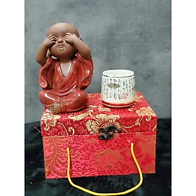 Tượng Chú tiểu không nhìn (Tặng kèm ly trà gốm Nhật) - CT06