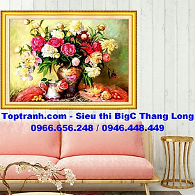 Mua Tranh thêu chữ thập bình hoa hồng thêu kín A1184 ( chưa thêu )