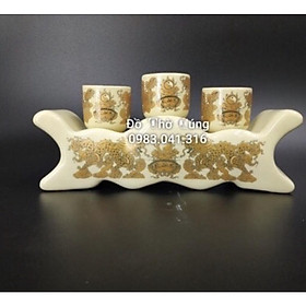 Mua Bộ Cúng Nước 3 Ly Bằng sứ Rồng Vàng  Đồ thờ Tịnh Phương