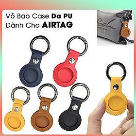 Vỏ Ốp Bao Da Nhiều Màu Kèm Móc Hở 1 Mặt Bảo Vệ Airtag - thiết bị định vị, chống trộm - Hàng Chính