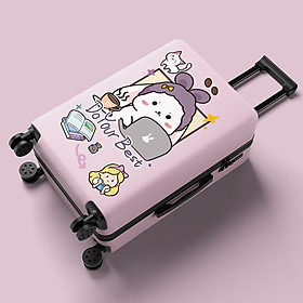 Vali Du Lịch Tay Kéo In Hình Thỏ Con Đáng Yêu Chất Liệu Nhựa ABS Cao Cấp 20 Inch 24 Inch 28 Inch