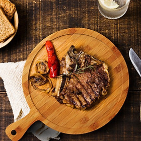 Mua Thớt tre tròn có tay cầm - Dùng Hai Mặt và Đa năng - Cắt  Thái Thịt và Rau - Khay đựng đồ ăn chín (Thớt tre tự nhiên)