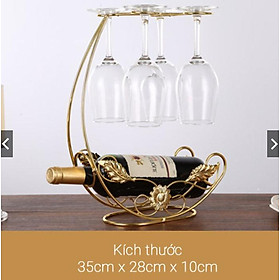 Mua Kệ để rượu vang độc đáo hình hoa lá có giá treo 4 ly   Giá treo ly rượu trang trí phòng khách & quầy bar DH-BK0010