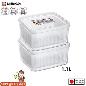 Bộ 02 chiếc hộp đựng thực phẩm 2 lớp Nakaya 1100ml hàng nội địa Nhật Bản (Made in Japan)