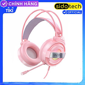 Tai nghe chụp tai gaming máy tính Over Ear SIDOTECH Q3 màu Hồng / Đen âm thanh 7.1 có mic 360 độ LED RGB lọc âm chống ồn êm ái cho game thủ chơi PUGB CSGO Liên Minh trên PC Laptop