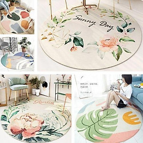 Mua Thảm Tròn Lông Cừu Trang Trí Phòng Khách Phòng Sách Họa Tiết Hoa Lá PA10045