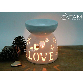 Đèn đốt tinh dầu bằng nến Gốm trắng chữ LOVE cao 10cm số 16 TNS