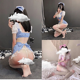Đồ ngủ Cosplay cô giúp việc 2 mảnh Caro quyến rũ