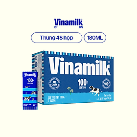 Sữa tươi tiệt trùng ít đường Vinamilk  -  Thùng 48 hộp 180ml