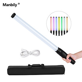 Manbily LS-650 Handheld RGB Video LED Light Wand Stick 360° Full-color Fill Light 18W 3000-6500K TFT Screen Ra96 4 Modes