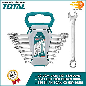 Bộ cờ lê vòng miệng 8 chi tiết 6mm - 19mm đa năng TOTAL THT102286-I - Chìa khóa mở, có hộp đựng, thép chuyên dụng CR-V, mở đai ốc bulông dễ dàng