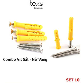 Mua Set 10 Vít + Nở 6 Nhựa Giá Rẻ  Vít Sắt Kèm Nở Vàng 6  Nở Nhựa Đóng Tường  Phù Hợp Lỗ Khoan 6. Takyhome 5080_VIt_No_Re