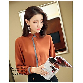 76nh0320-ÁO SƠ MI NỮ VIỀN CARO TAY DÀI s-6xl