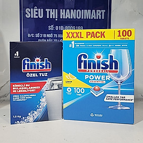 Combo Viên rửa bát Finish All in one 100 viên + Muối Finish 1,2kg