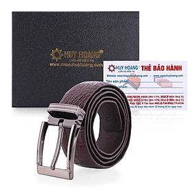Dây nịt nam da cá sấu Huy Hoàng bụng 4P đầu kim màu nâu đất HP4850