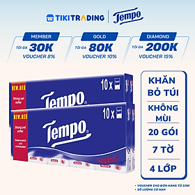 Combo 2 Lốc Khăn Giấy Bỏ Túi Tempo Regular (Lốc 10 Gói) - Không Mùi