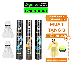 [Hộp 12 quả] Cầu lông chính hãng Agnite - lông ngỗng, lông vịt cao cấp - chắc chắn, chịu va đập, cầu bền đường bay ổn định