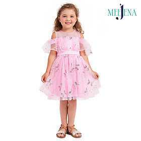 Váy Bé Gái Công Chúa Tay Trễ Vole Kim Tuyến Hình Con Bướm - MEEJENA 11-30 kg - 2007 - Hồng Phấn - 6 ( 18 - 22 kg)