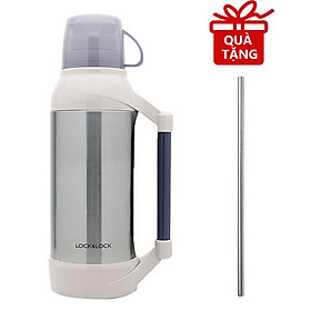 Bình Thủy Lock&Lock 2 Lít, Chất Liệu Thép Không Gỉ, Ruột Bằng Thủy Tinh Cao Cấp, Giữ Nóng Và Giữ Lạnh Tốt - Hàng Chính Hãng Kèm Ống Hút Inox 304