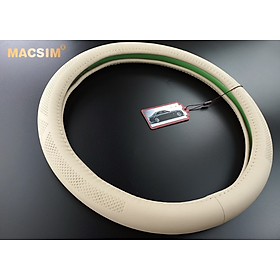 Bọc vô lăng cao cấp Macsim 8933 màu be chất liệu da thật - Khâu tay 100% size M