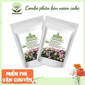 Combo Bánh dầu neem DOCNEEM Neem cake trị sùng đất, cuốn chiếu, ốc sên, phân bón kích rễ hoa hồng, cây cảnh trong nhà ngoài trời, 2 túi 1kg
