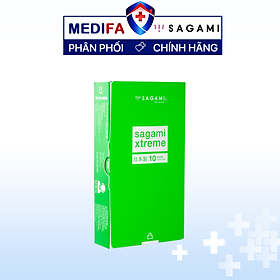 Bao cao su Sagami Green - Có gân gai - Hộp 10 chiếc