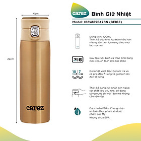 Mua BÌNH GIỮ NHIỆT CAREZ IBC416 ( 420ml - FDA  BPA Free) - Hàng chính hãng