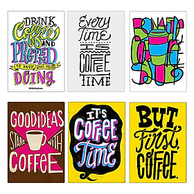 Set 6 Decal Dán Tường Khổ 20 x 30 cm - Chủ Đề Cà Phê Coffee