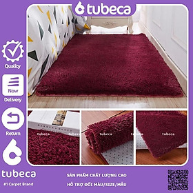 Mua Thảm Lông Xù Trải Sàn Phòng Khách | Màu Đỏ Vang | Loại 1 | Dày 3 Lớp | 2m x 1m6 | TUBECA