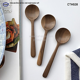 Mua Thìa/Muỗng đầu tròn gỗ Óc Chó (13 5cm) Xúc gia vị  cafe  decor trang trí - CTH528 - An toàn cho sức khỏe