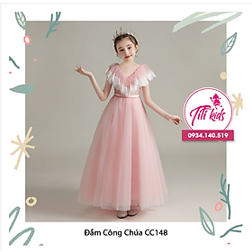 Váy Đầm Công Chúa Cho Bé Gái Dự Tiệc Trắng Hồng Dài CC148