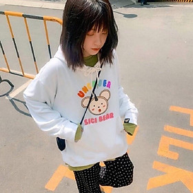 Áo hoodie in SICI BEAR mềm mịn