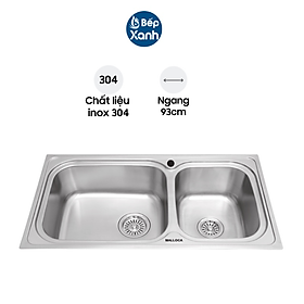 Chậu Rửa Chén Malloca MS 8804 - Inox 304 - Ngang 98cm - Hàng Chính Hãng