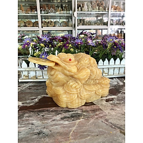 Mua Tượng Cóc Ba Chân  Cóc Ngậm Tiền  Thiềm Thừ phong thủy chiêu tài lộc đá ngọc hoàng long - Dài 20 cm