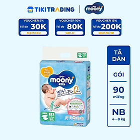Tã Dán Sơ Sinh Cao Cấp Moony Nhật Bản NB 90 miếng