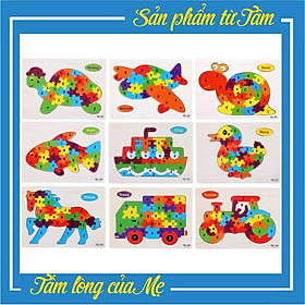 Tranh Ghép Gỗ Nổi 26 miếng 22x18 cm Kèm Học Bảng Chữ Cái Tiếng Anh