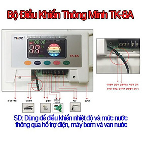 Bộ điều khiển thông minh TK-8A điều khiển nhiệt độ và mức nước trong máy nước nóng năng lượng mặt trời