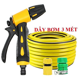 ️Evoucher Bộ dây vòi xịt nước rửa xe, tưới cây , tăng áp 3 lần, loại 3m, 5m 206319 cút sập,nối nhựa vàng+ đai