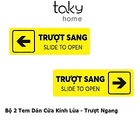 Hình ảnh Bộ 2 Tem Dán Cửa Kính Lùa, Chữ Trượt Sang Hai Bên Trái Phải Cửa Lùa, Cửa Đẩy, Cửa Kéo, Sliding Door, Dễ Dàng Sử Dụng. TakyHome 5002