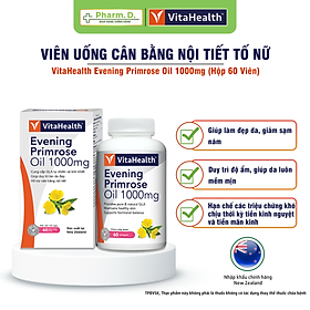 Viên Uống VITAHEALTH Evening Primrose Oil 1000mg Chiết Xuất Tinh Dầu Hoa Anh Thảo Cải Thiện Nội Tiết Tố Nữ (60 Viên)