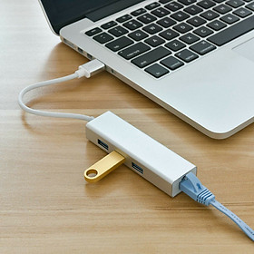 HUB USB chia 1 ra 3 cổng USB 3.0 và 1 cổng LAN 100Mbps vỏ nhôm
