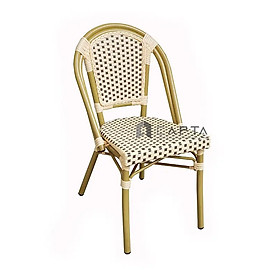 Mua Ghế ăn ngoài vườn giả mây CC2034A Nội thất Capta Ghế cafe ngoài trời nệm nhựa đan màu trắng đen khung nhôm sơn màu nâu vàng cổ điển