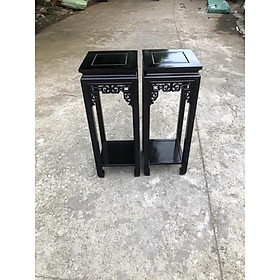 Đôn vuông gỗ lim kích thước cao 60 mặt vuông 30cm pu đen