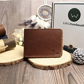 Ví ngang Vuitton mini nhỏ gọn da bò thật thương hiệu W