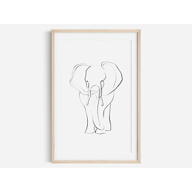 Tranh treo tường | Line art-Elephant Print, Safari Nursery Animal 24 , tranh canvas giá rẻ