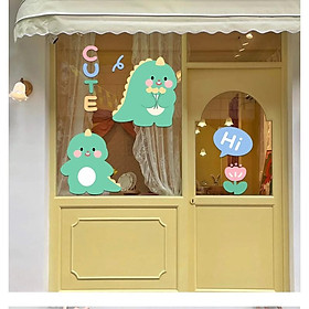 Mua HÌNH DÁN KHỦNG LONG CUTE TRANG TRÍ GƯƠNG CỬA HÀNG CUTE