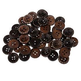50 Piece Vintage 4 Holes Wooden Buttons for Sewing on Clothing Decoration 15mm