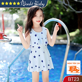 Đồ bơi áo tắm cho bé gái, dáng váy nhẹ nhàng dễ thương, quần sooc đùi rời kín đáo dễ mặc, chất bơi đẹp | BT23