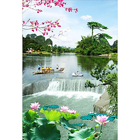 Mua Tranh dán tường 3D thác nước khổ dọc (Kích thước theo yêu cầu)